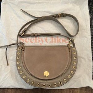 See By Chloe Kriss Suede and Leather Crossbody Bag Taupe / Beige